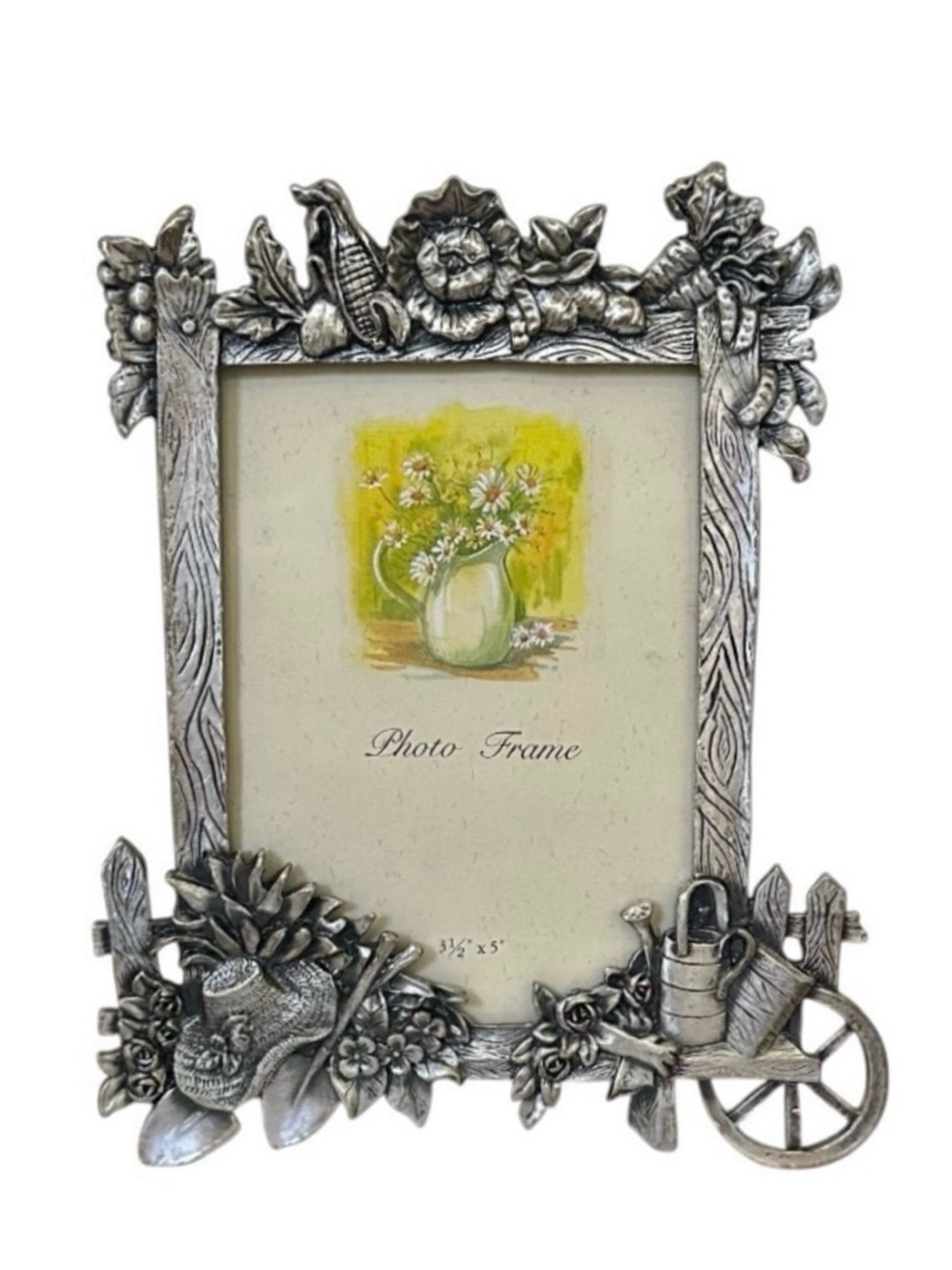 Sixtrees Pewter Floral Garden Picture Frame